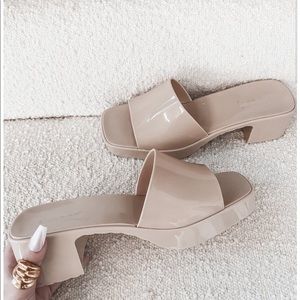 Beige Jelly Platform Heels